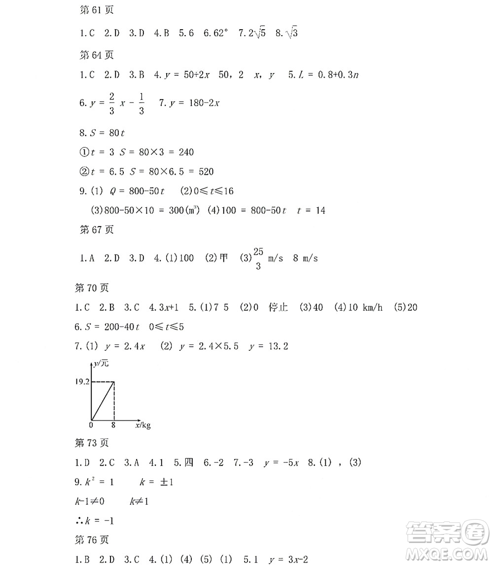 黑龍江少年兒童出版社2022Happy假日暑假五四學(xué)制八年級(jí)數(shù)學(xué)人教版答案