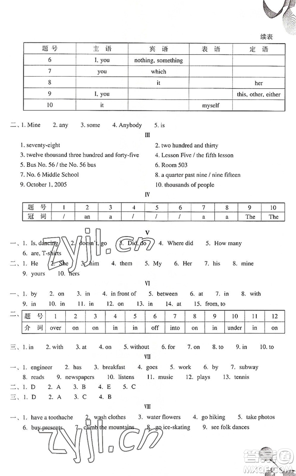 浙江教育出版社2022輕松上初中小學(xué)畢業(yè)班英語(yǔ)暑假作業(yè)人教版答案