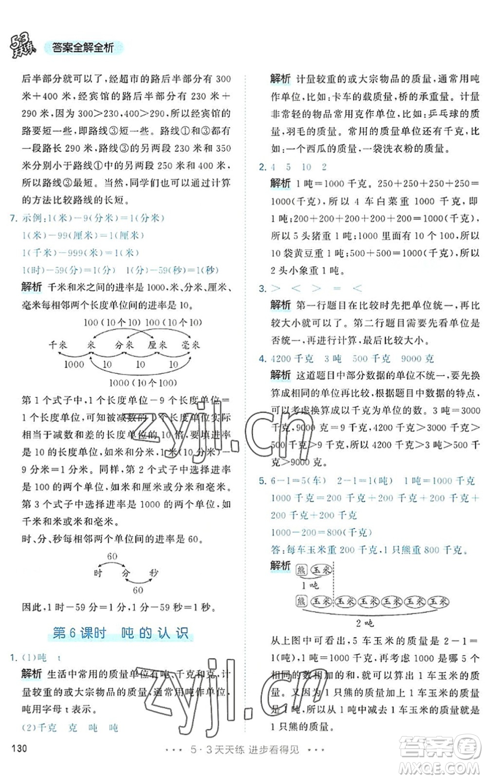 教育科學出版社2022秋季53天天練三年級數(shù)學上冊RJ人教版答案