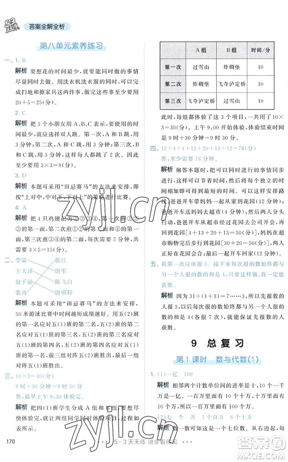 教育科學出版社2022秋季53天天練四年級數(shù)學上冊RJ人教版答案