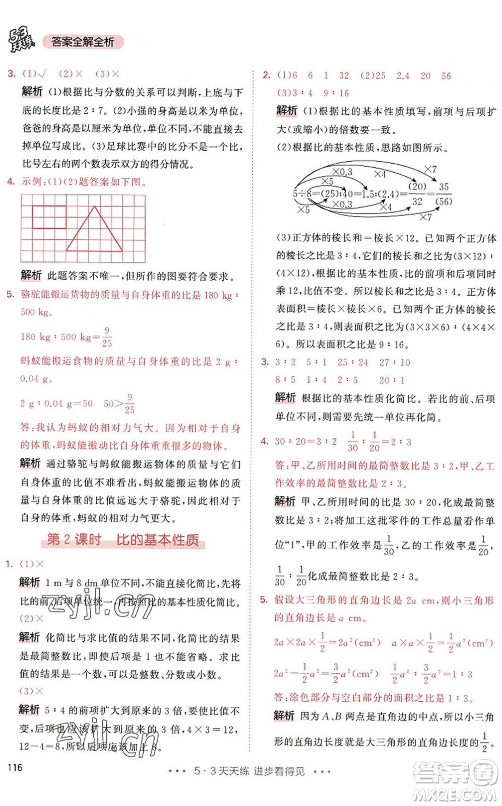 教育科學(xué)出版社2022秋季53天天練六年級(jí)數(shù)學(xué)上冊(cè)RJ人教版答案