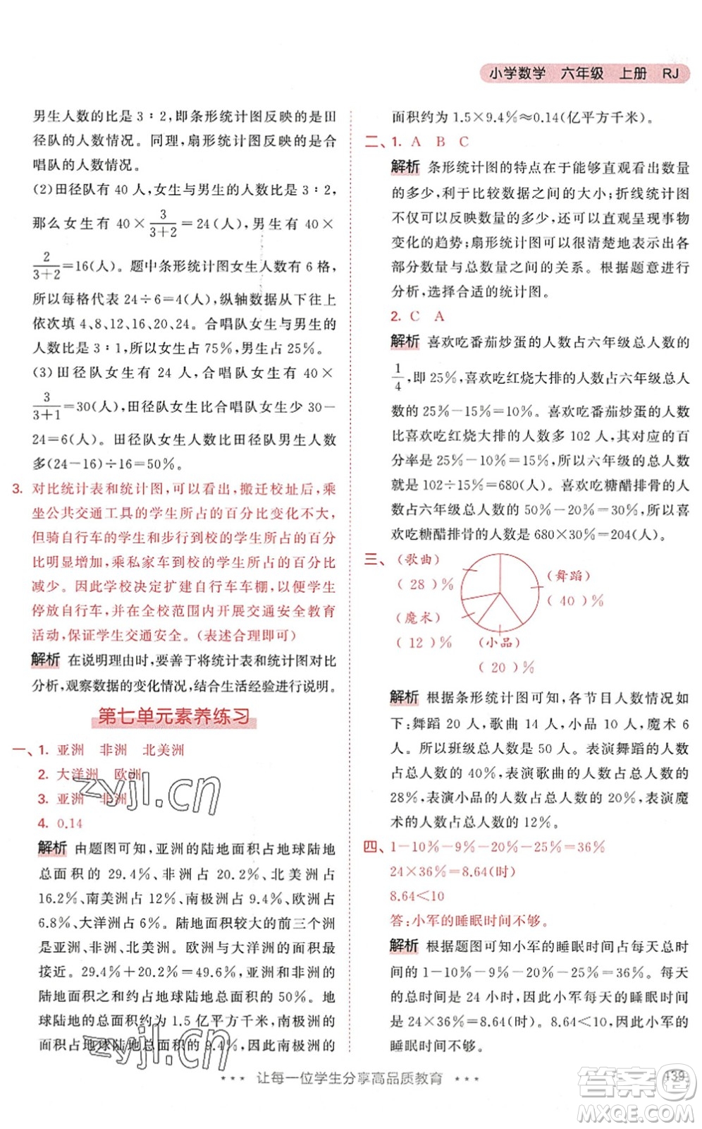 教育科學(xué)出版社2022秋季53天天練六年級(jí)數(shù)學(xué)上冊(cè)RJ人教版答案