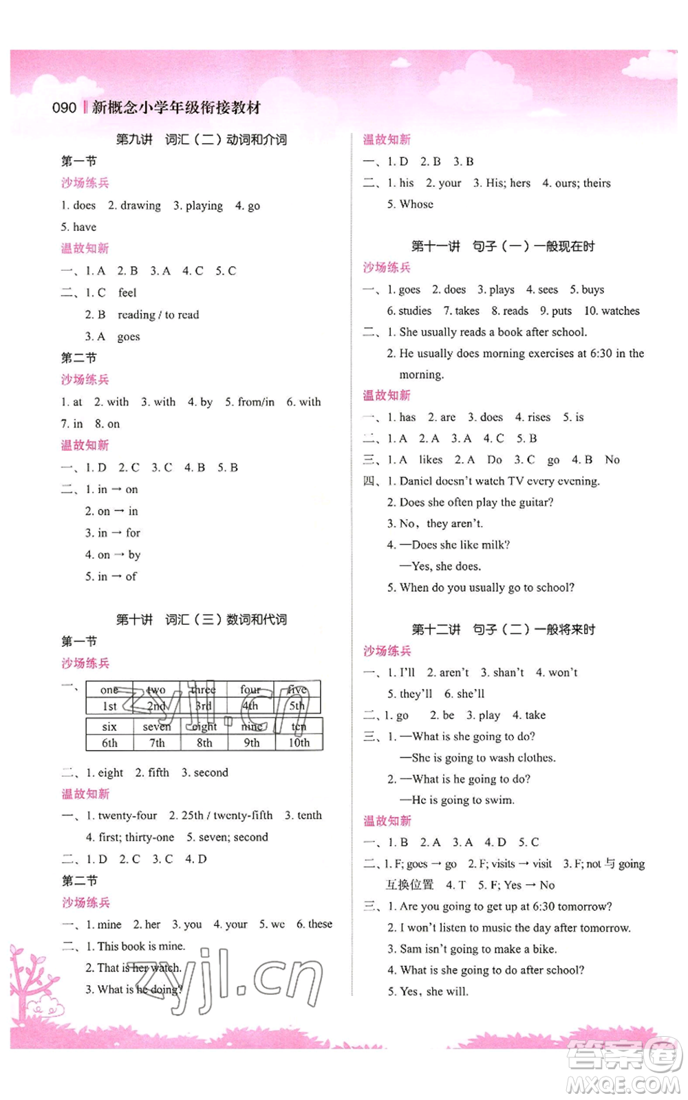 江蘇鳳凰美術(shù)出版社2022新概念小學(xué)年級(jí)暑假銜接教材五升六英語人教版參考答案