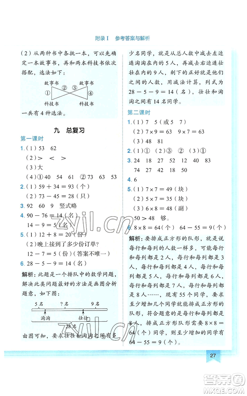 龍門書局2022黃岡小狀元作業(yè)本二年級上冊數(shù)學(xué)人教版參考答案