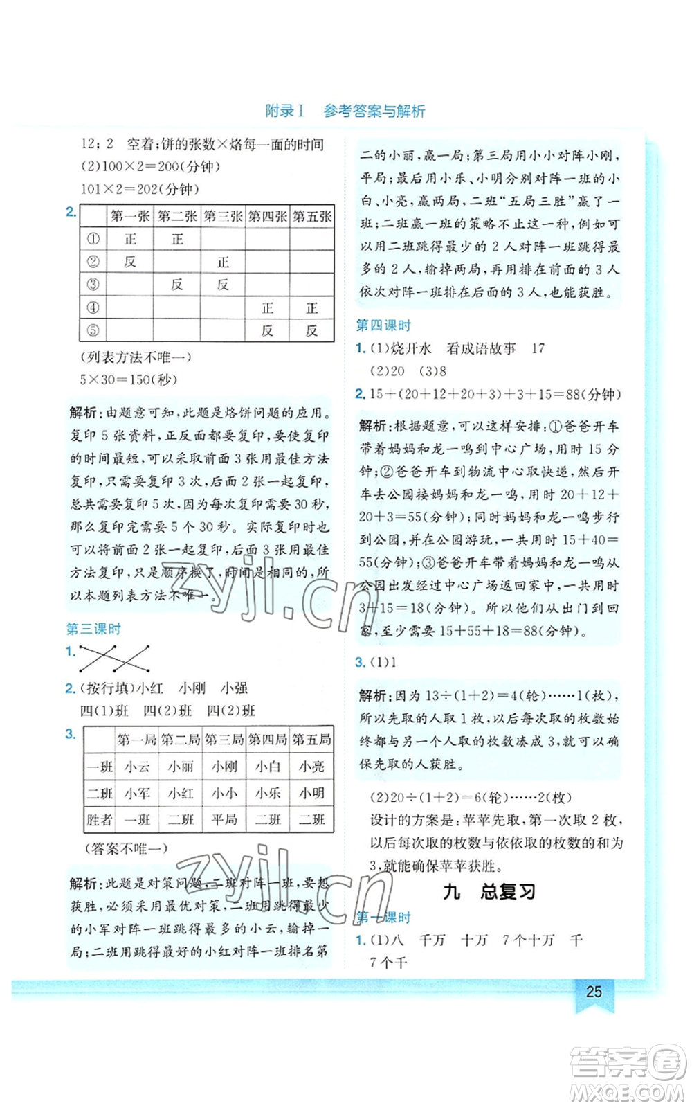 龍門書局2022黃岡小狀元作業(yè)本四年級上冊數(shù)學(xué)人教版參考答案