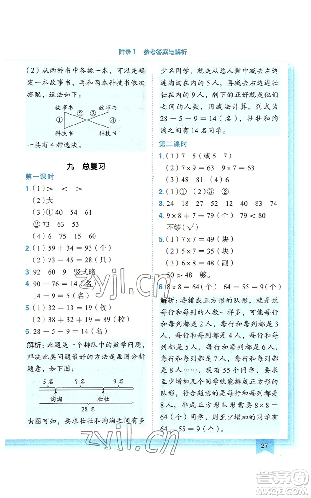 龍門書局2022黃岡小狀元作業(yè)本二年級上冊數學人教版廣東專版參考答案