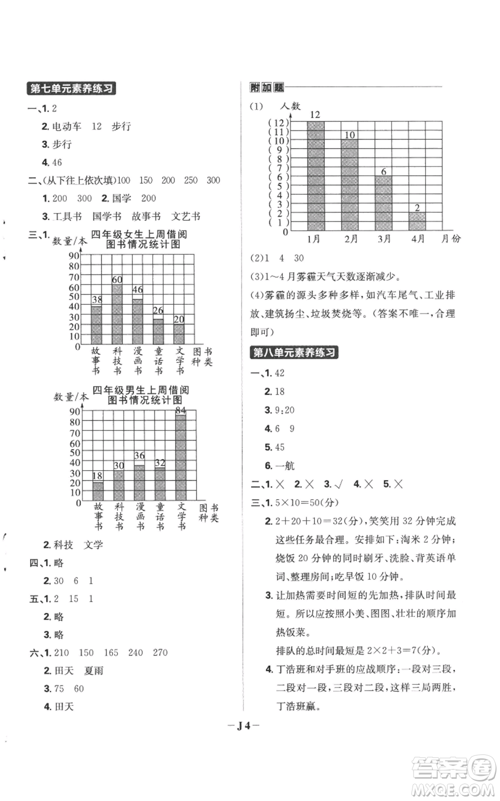 首都師范大學(xué)出版社2022小學(xué)必刷題四年級(jí)上冊(cè)數(shù)學(xué)人教版參考答案