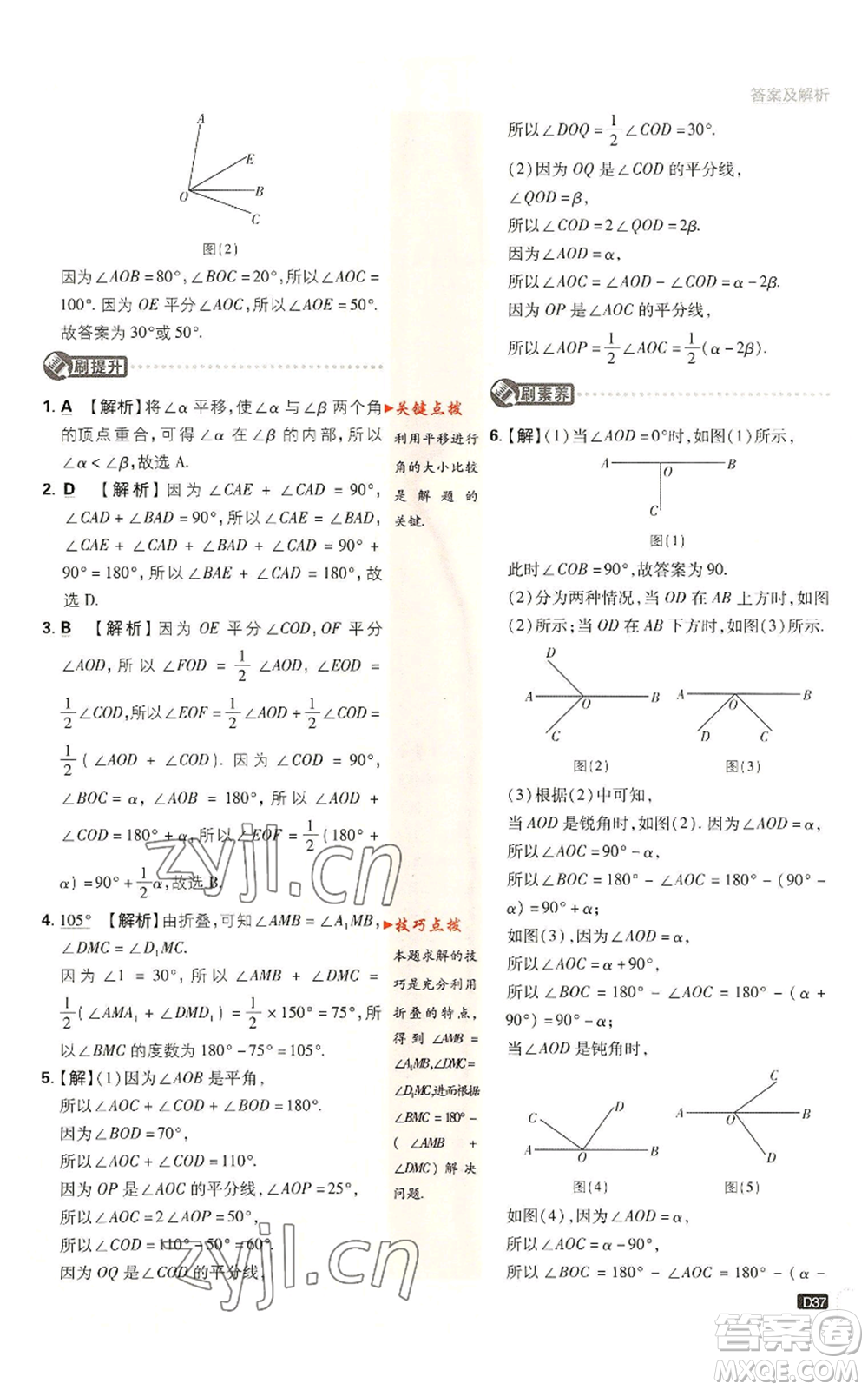 開明出版社2023初中必刷題七年級上冊數(shù)學(xué)北師大版參考答案