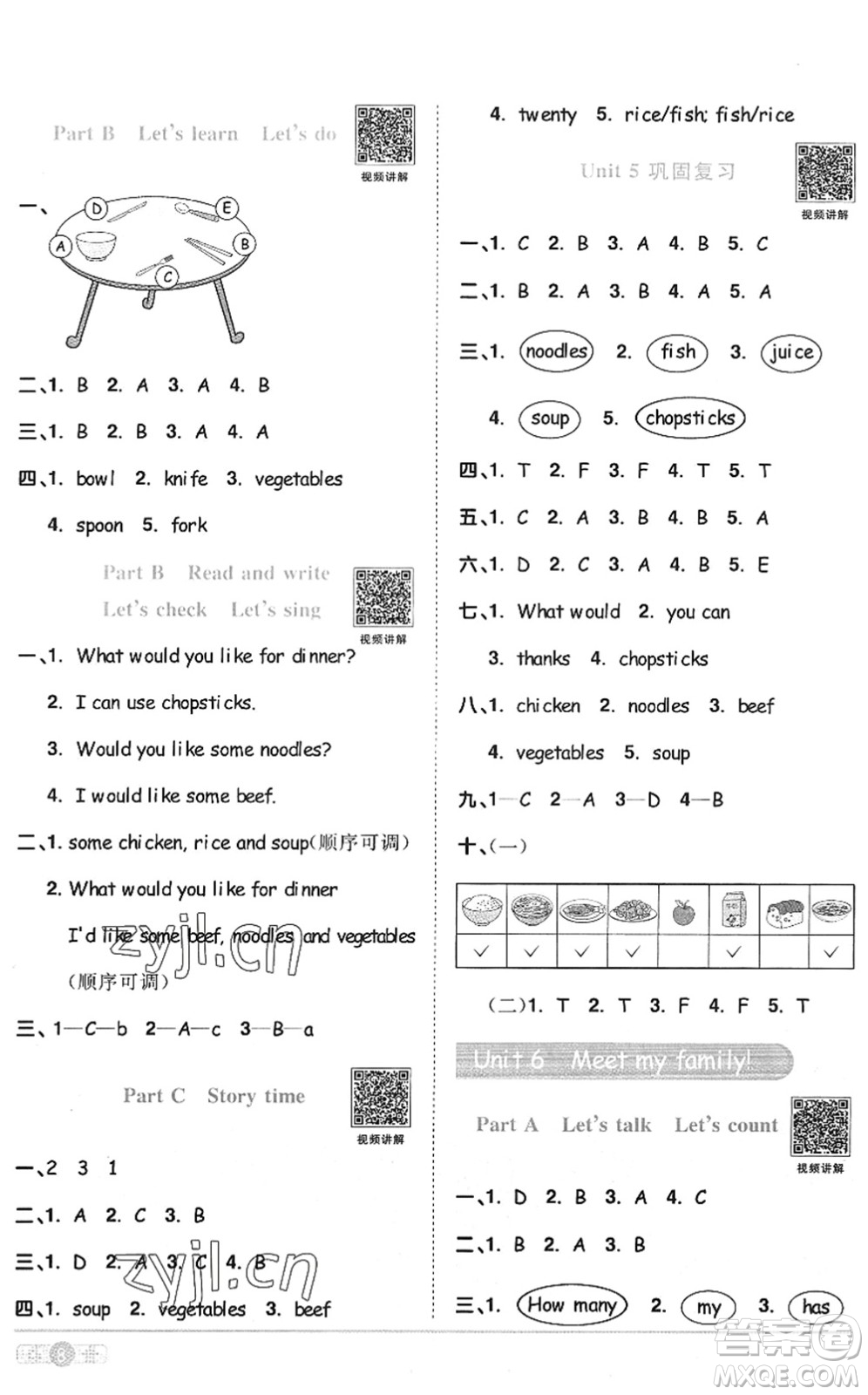 江西教育出版社2022陽光同學(xué)課時優(yōu)化作業(yè)四年級英語上冊PEP版答案