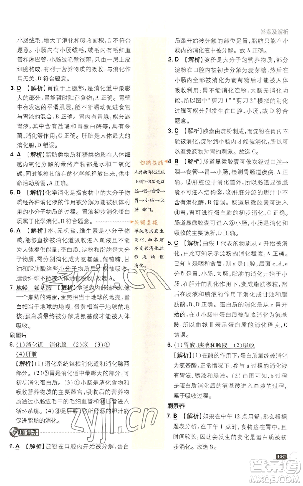 新世界出版社2023初中必刷題九年級上冊科學(xué)浙教版浙江專版參考答案