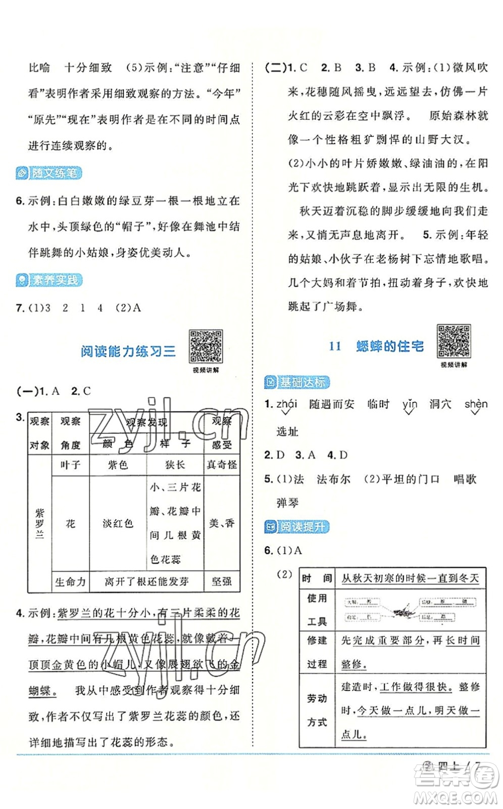 福建少年兒童出版社2022陽(yáng)光同學(xué)課時(shí)優(yōu)化作業(yè)四年級(jí)語(yǔ)文上冊(cè)福建專版答案