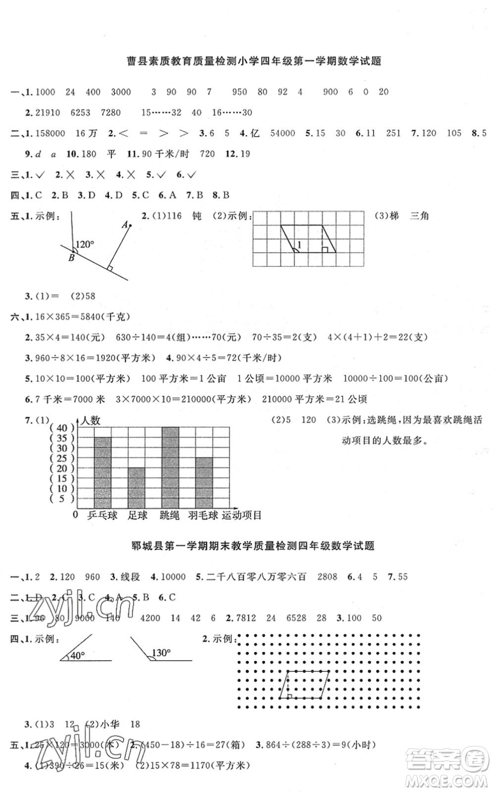 江西教育出版社2022陽(yáng)光同學(xué)課時(shí)優(yōu)化作業(yè)四年級(jí)數(shù)學(xué)上冊(cè)RJ人教版菏澤專(zhuān)版答案