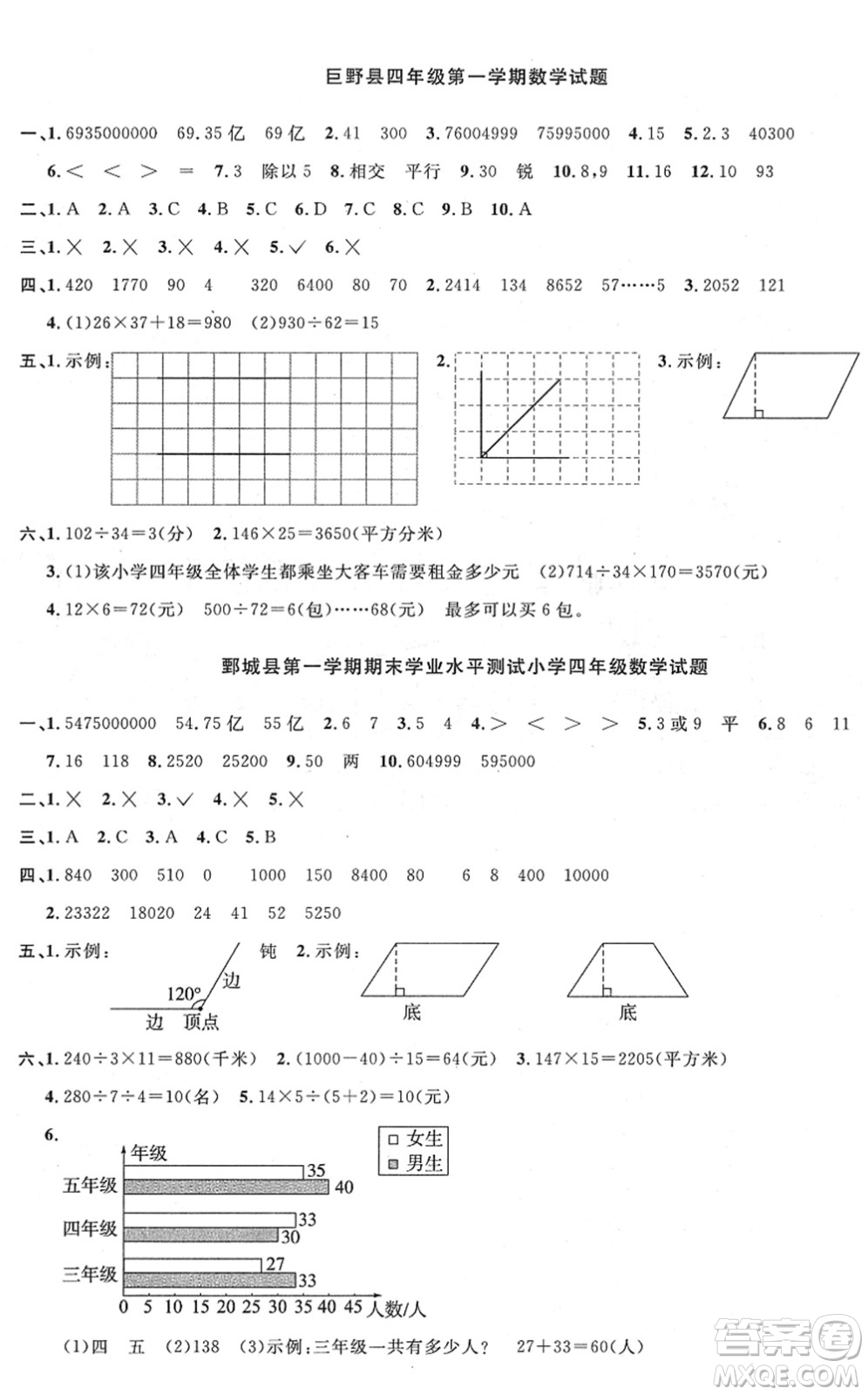 江西教育出版社2022陽(yáng)光同學(xué)課時(shí)優(yōu)化作業(yè)四年級(jí)數(shù)學(xué)上冊(cè)RJ人教版菏澤專(zhuān)版答案