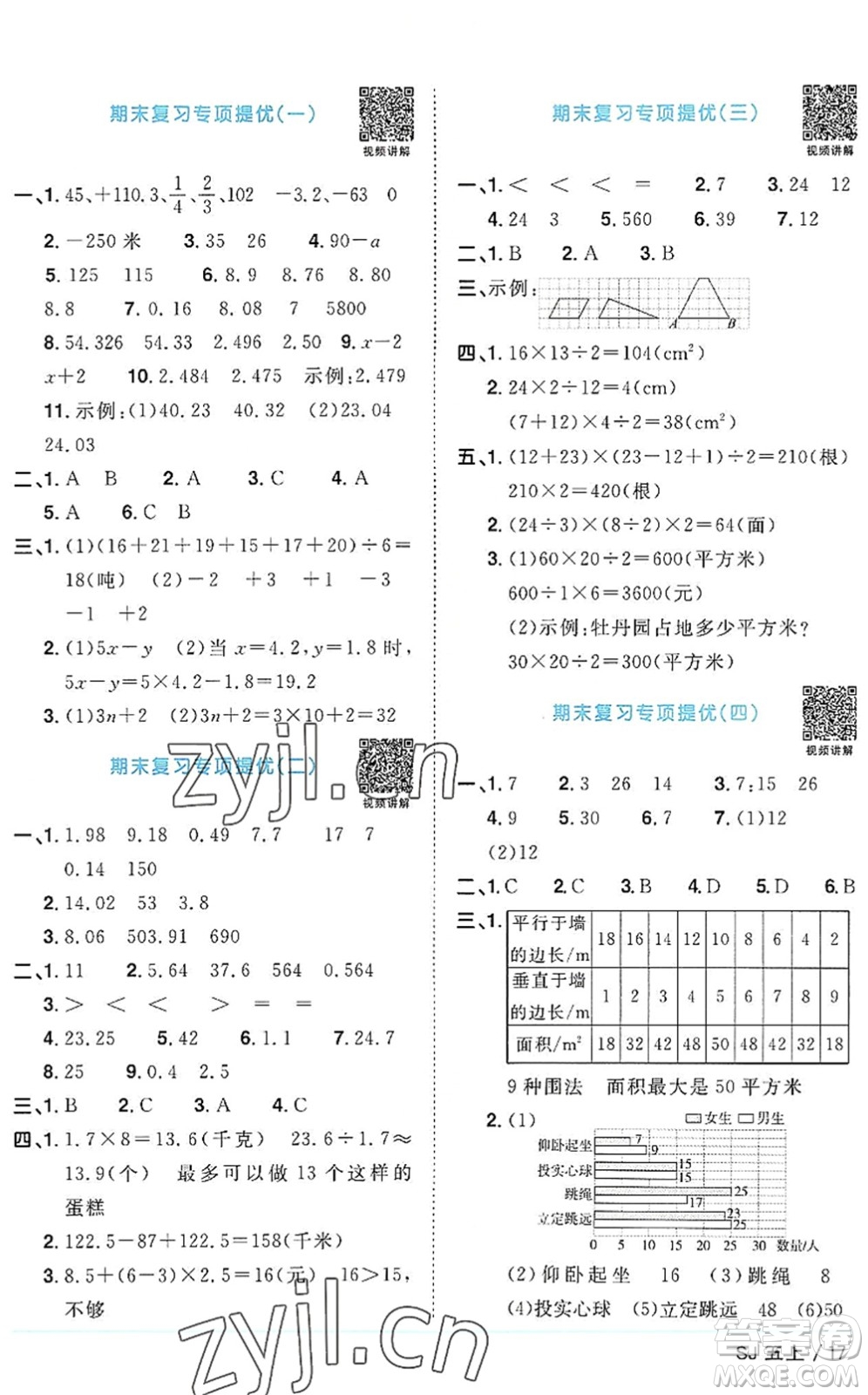 江西教育出版社2022陽光同學課時優(yōu)化作業(yè)五年級數(shù)學上冊SJ蘇教版答案