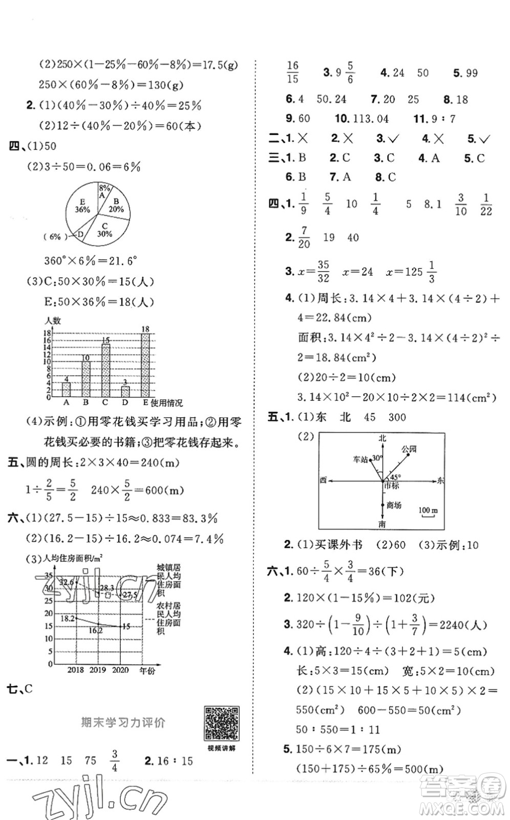 江西教育出版社2022陽(yáng)光同學(xué)課時(shí)優(yōu)化作業(yè)六年級(jí)數(shù)學(xué)上冊(cè)RJ人教版答案