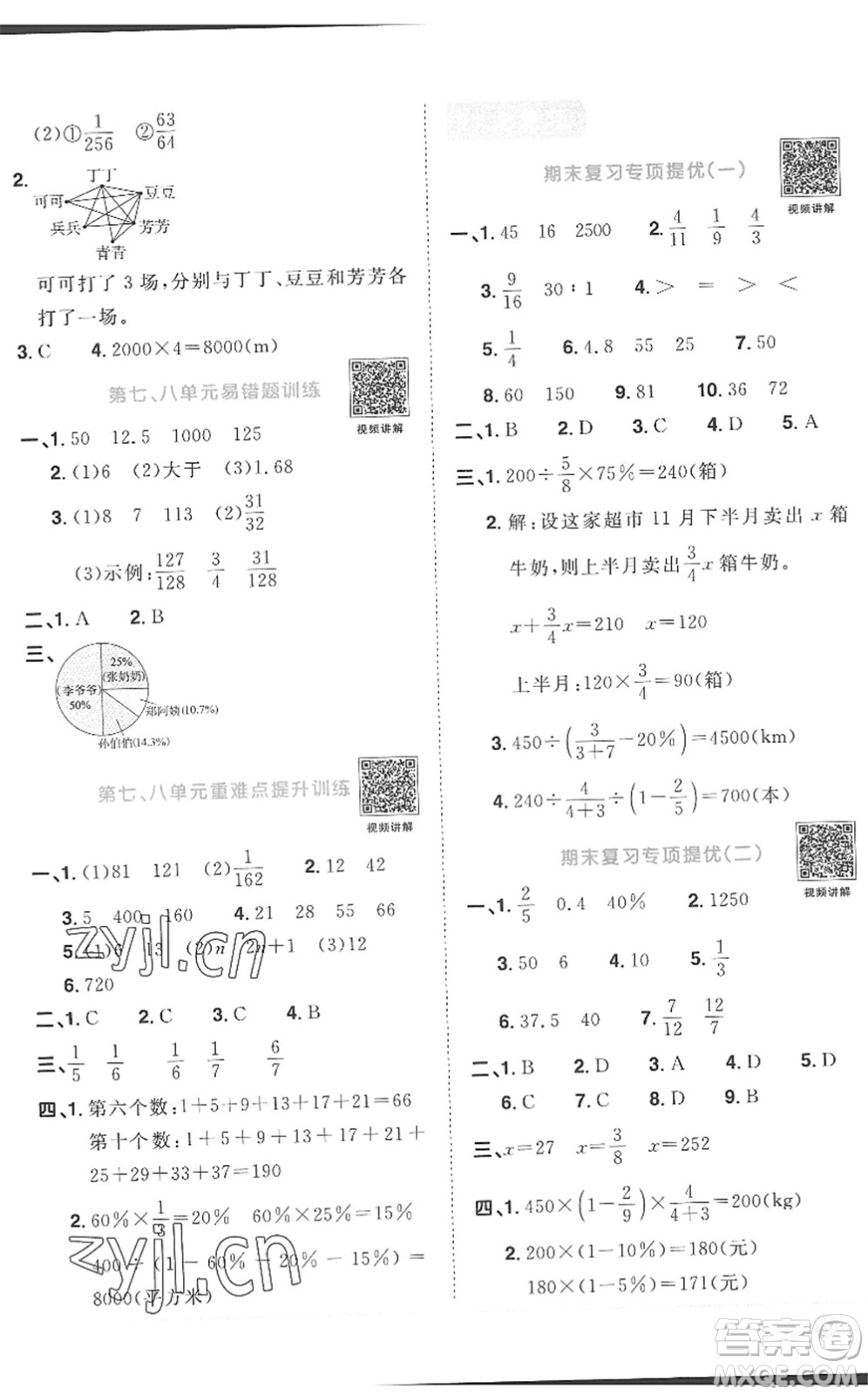 江西教育出版社2022陽(yáng)光同學(xué)課時(shí)優(yōu)化作業(yè)六年級(jí)數(shù)學(xué)上冊(cè)RJ人教版菏澤專版答案