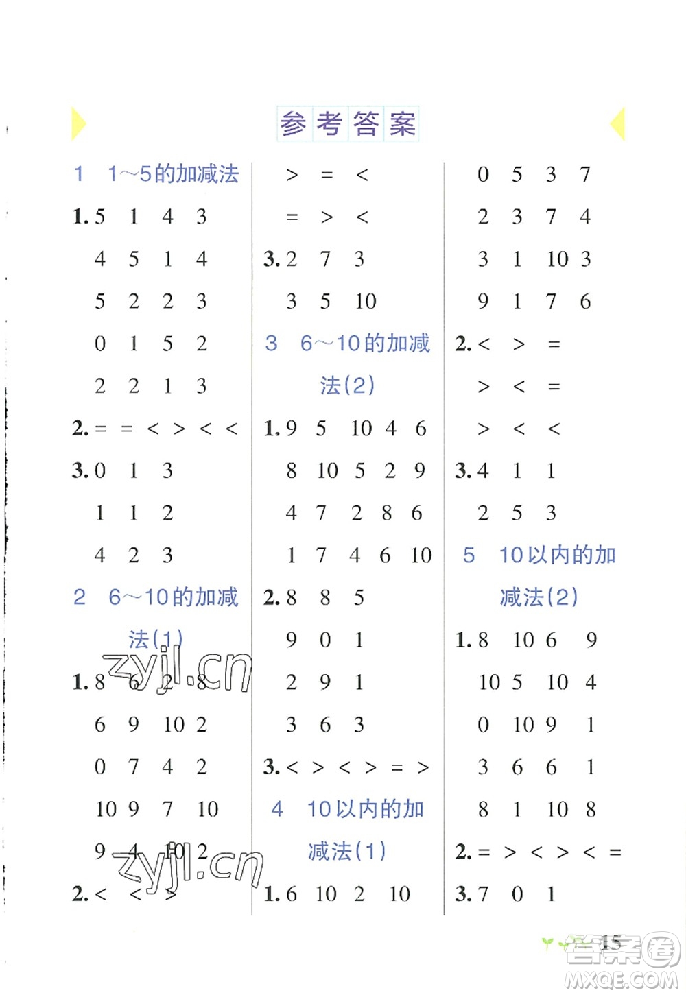 遼寧教育出版社2022PASS小學(xué)學(xué)霸作業(yè)本一年級(jí)數(shù)學(xué)上冊(cè)RJ人教版答案