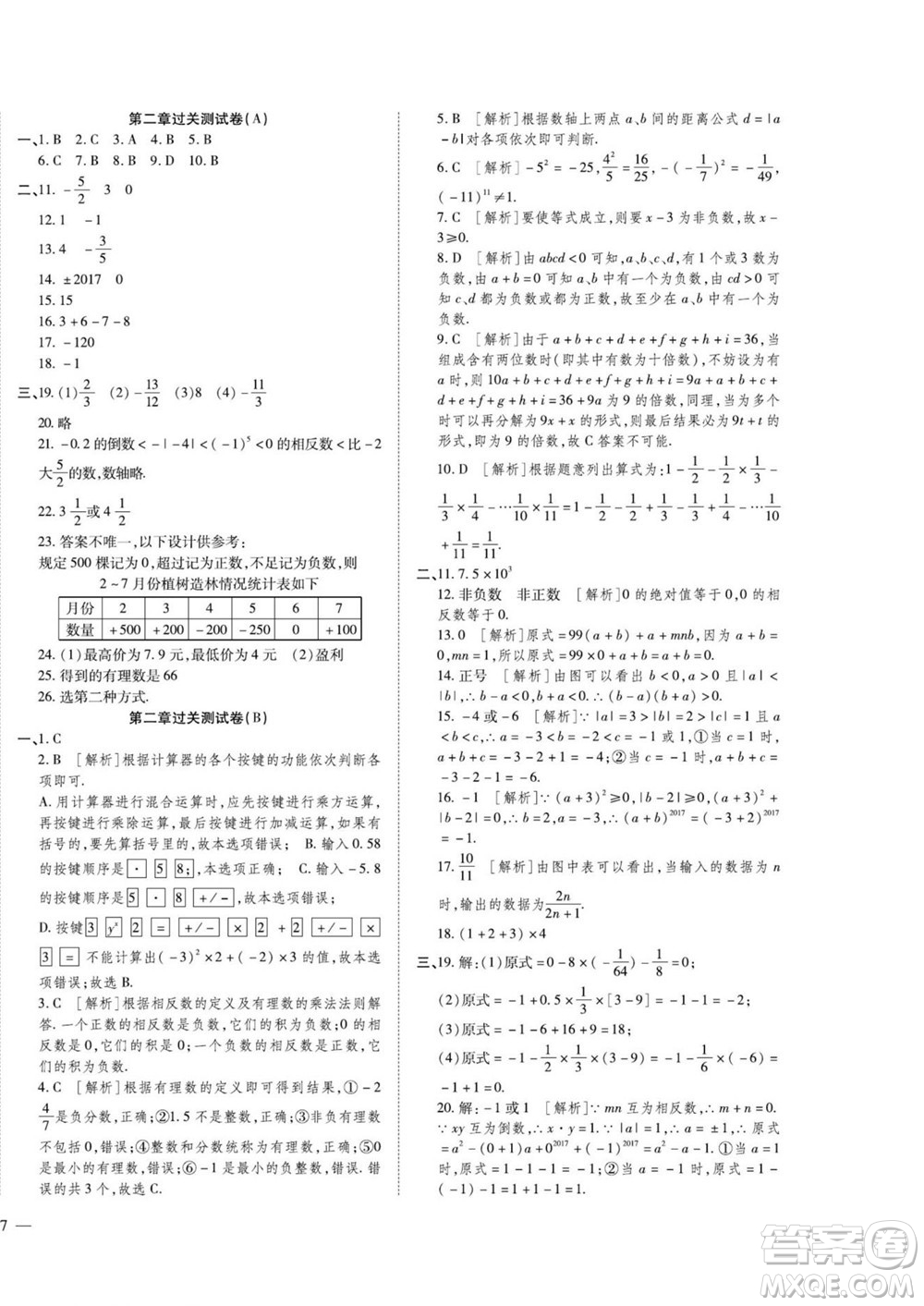 河北大學(xué)出版社2022黃岡全優(yōu)AB卷數(shù)學(xué)七年級(jí)上冊(cè)北師版答案