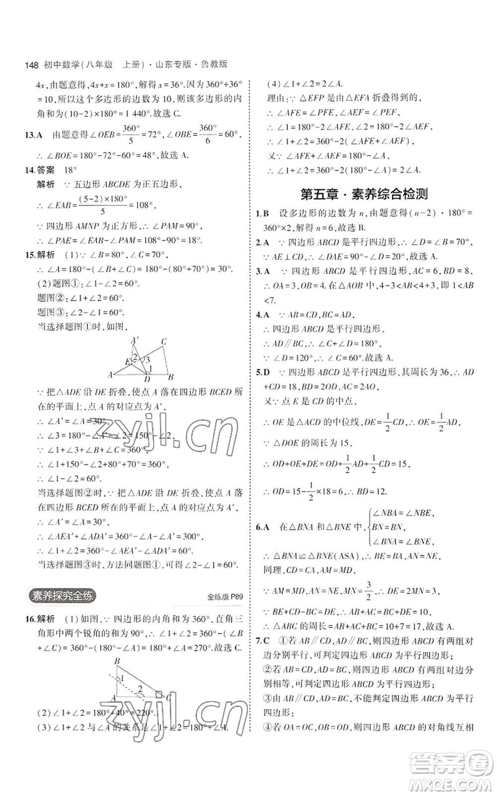 教育科學(xué)出版社2023年5年中考3年模擬八年級(jí)上冊(cè)數(shù)學(xué)魯教版山東專(zhuān)版參考答案