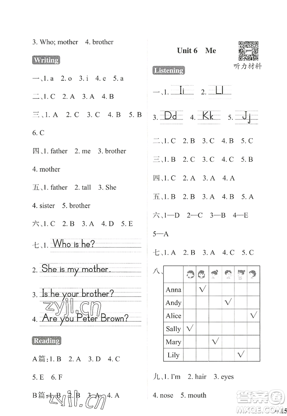 陜西師范大學出版總社2022PASS小學學霸作業(yè)本三年級英語上冊HJNJ滬教牛津版答案