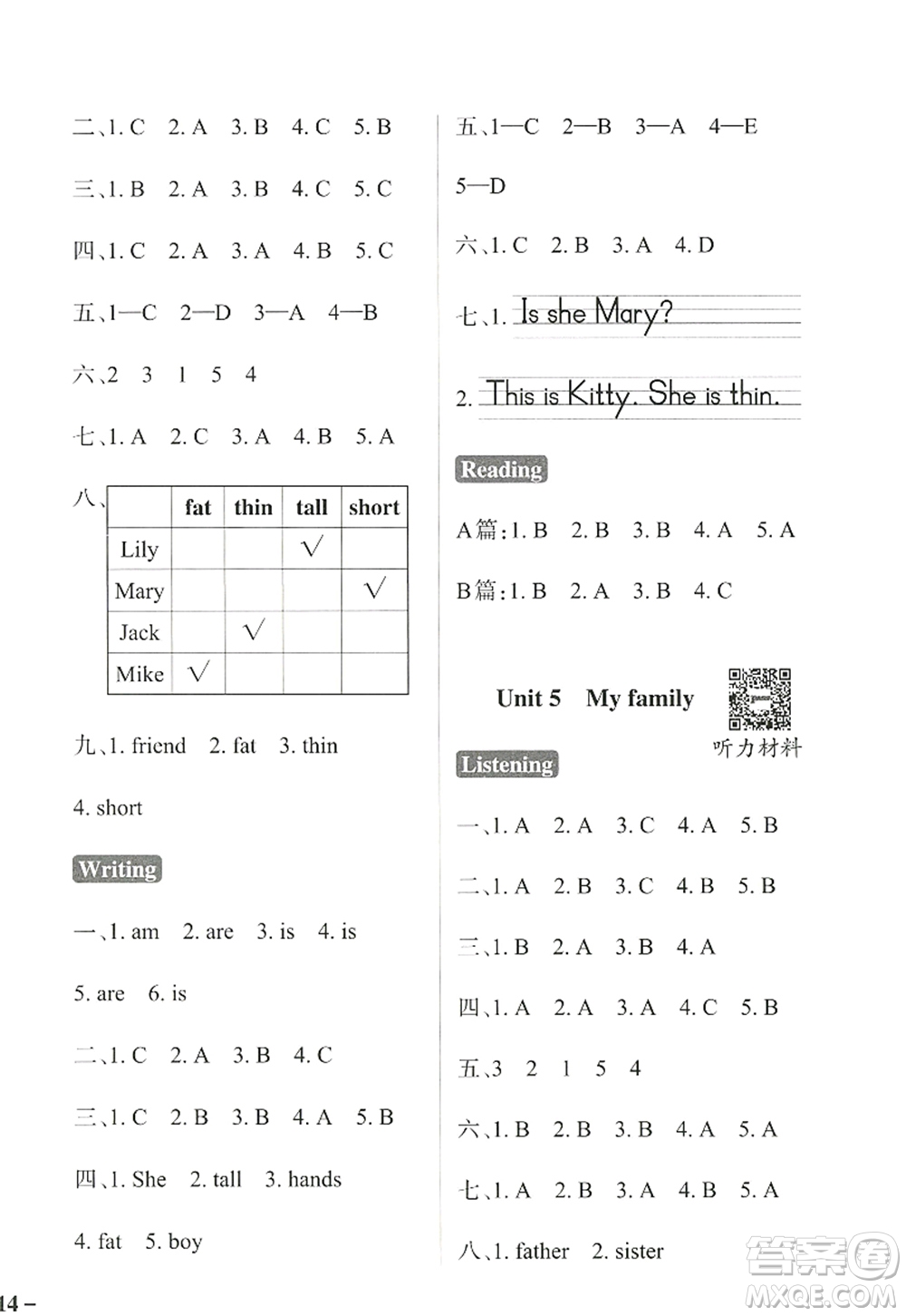 陜西師范大學出版總社2022PASS小學學霸作業(yè)本三年級英語上冊HJNJ滬教牛津版答案