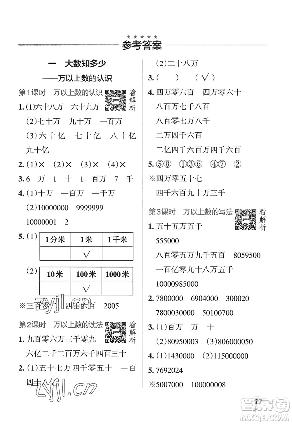 遼寧教育出版社2022PASS小學(xué)學(xué)霸作業(yè)本四年級(jí)數(shù)學(xué)上冊(cè)QD青島版山東專(zhuān)版答案