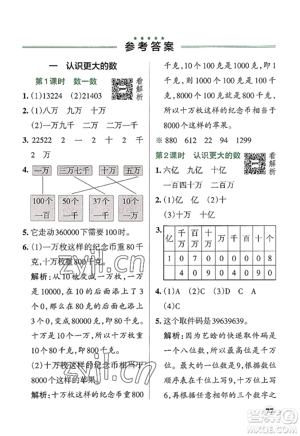 陜西師范大學(xué)出版總社2022PASS小學(xué)學(xué)霸作業(yè)本四年級(jí)數(shù)學(xué)上冊(cè)BS北師版廣東專版答案