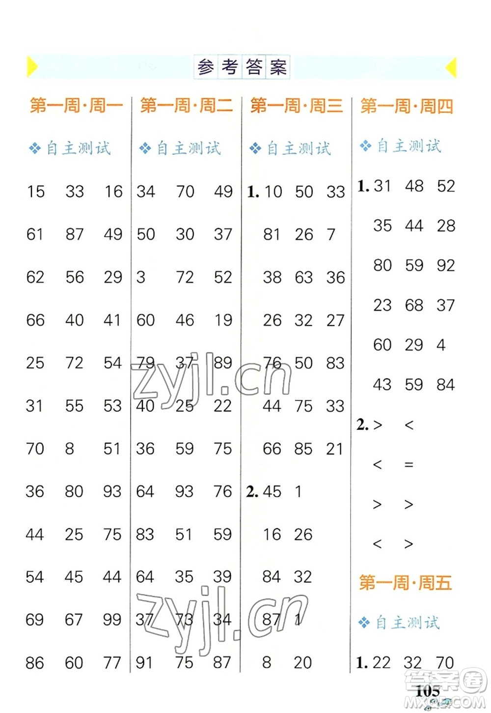 遼寧教育出版社2022PASS小學(xué)學(xué)霸天天計(jì)算二年級(jí)數(shù)學(xué)上冊(cè)RJ人教版答案