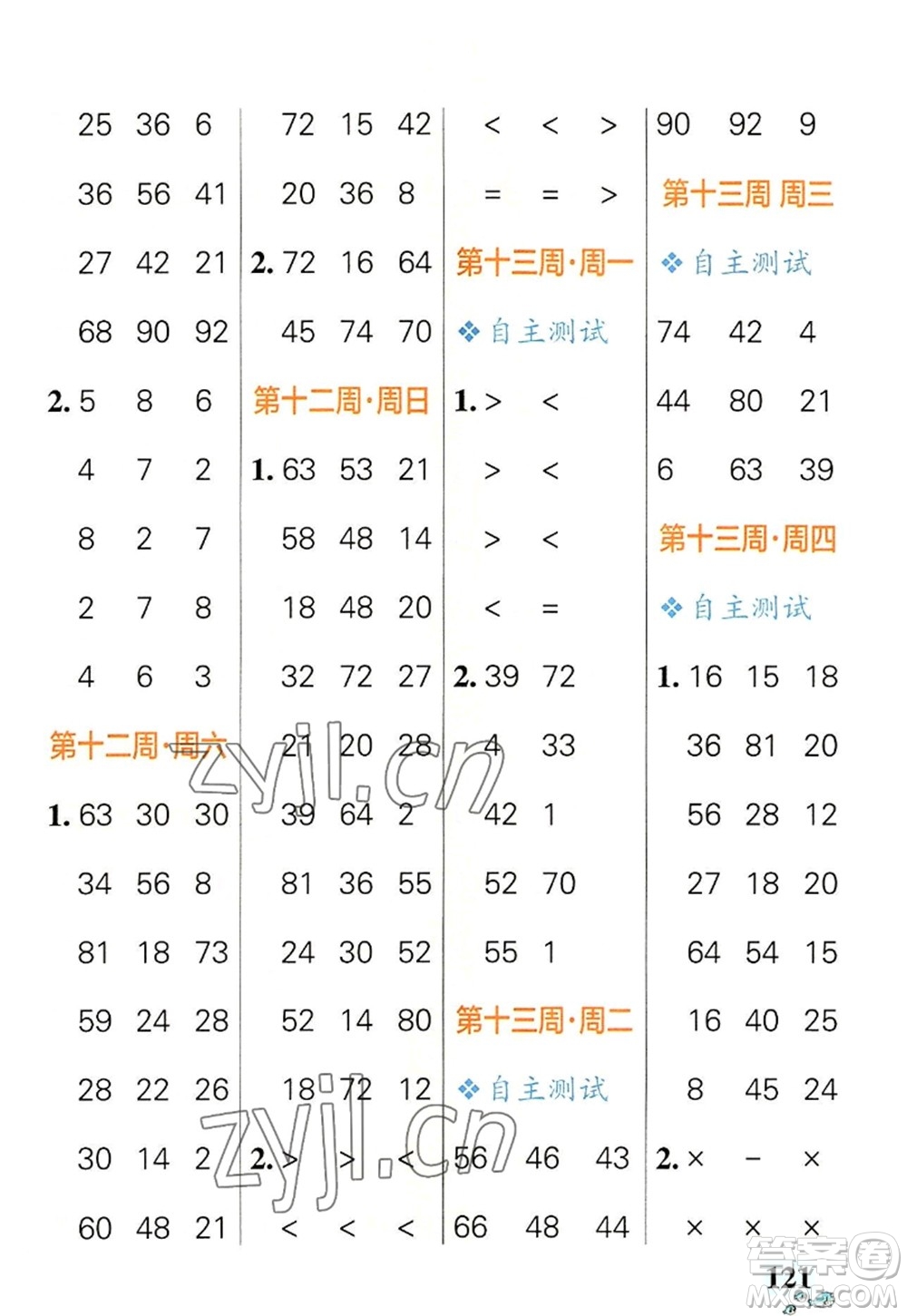 遼寧教育出版社2022PASS小學(xué)學(xué)霸天天計(jì)算二年級(jí)數(shù)學(xué)上冊(cè)RJ人教版答案