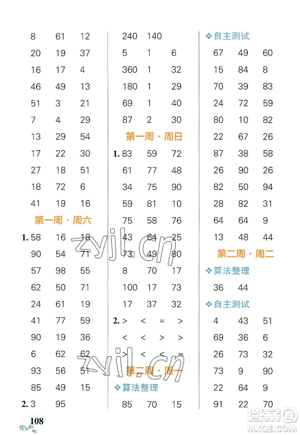 遼寧教育出版社2022PASS小學(xué)學(xué)霸天天計(jì)算三年級(jí)數(shù)學(xué)上冊(cè)RJ人教版答案