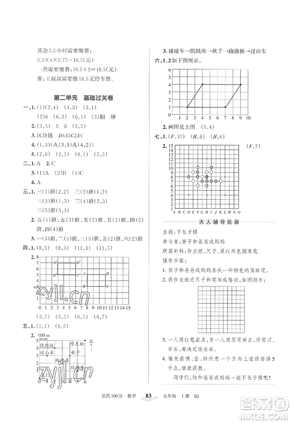 江西人民出版社2022王朝霞培優(yōu)100分五年級數學上冊RJ人教版答案