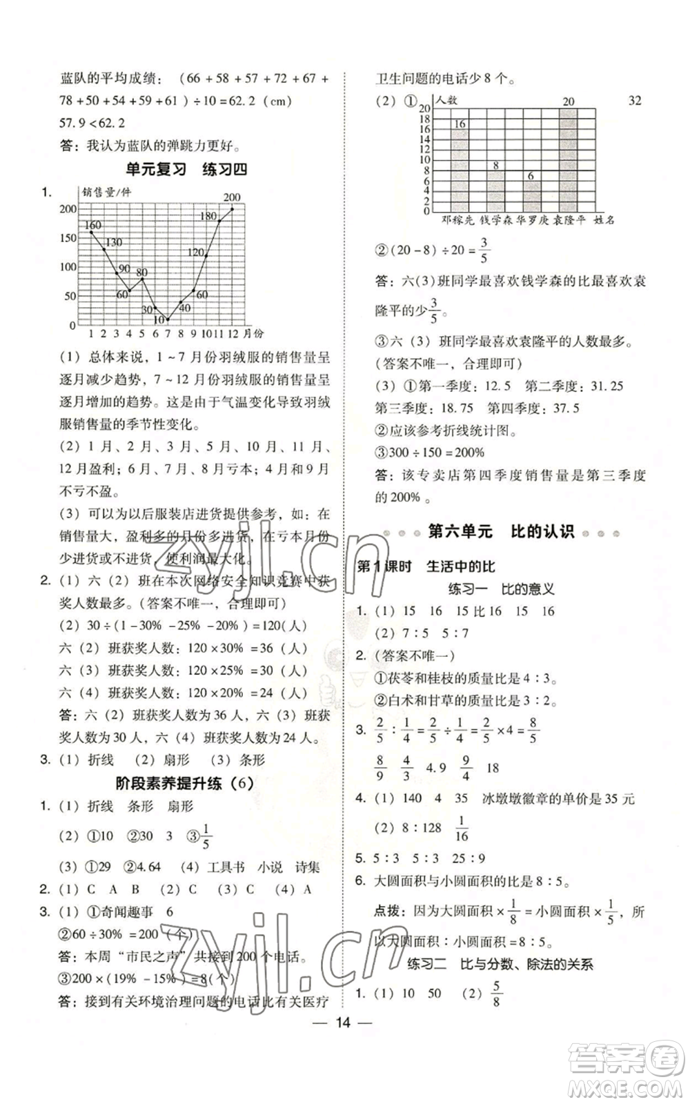 陜西人民教育出版社2022秋季綜合應(yīng)用創(chuàng)新題典中點(diǎn)六年級(jí)上冊(cè)數(shù)學(xué)北師大版參考答案