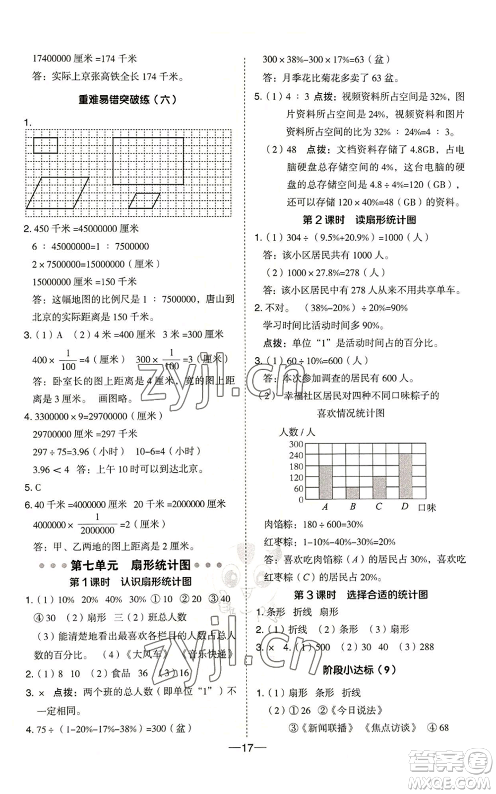 吉林教育出版社2022秋季綜合應用創(chuàng)新題典中點六年級上冊數(shù)學冀教版參考答案