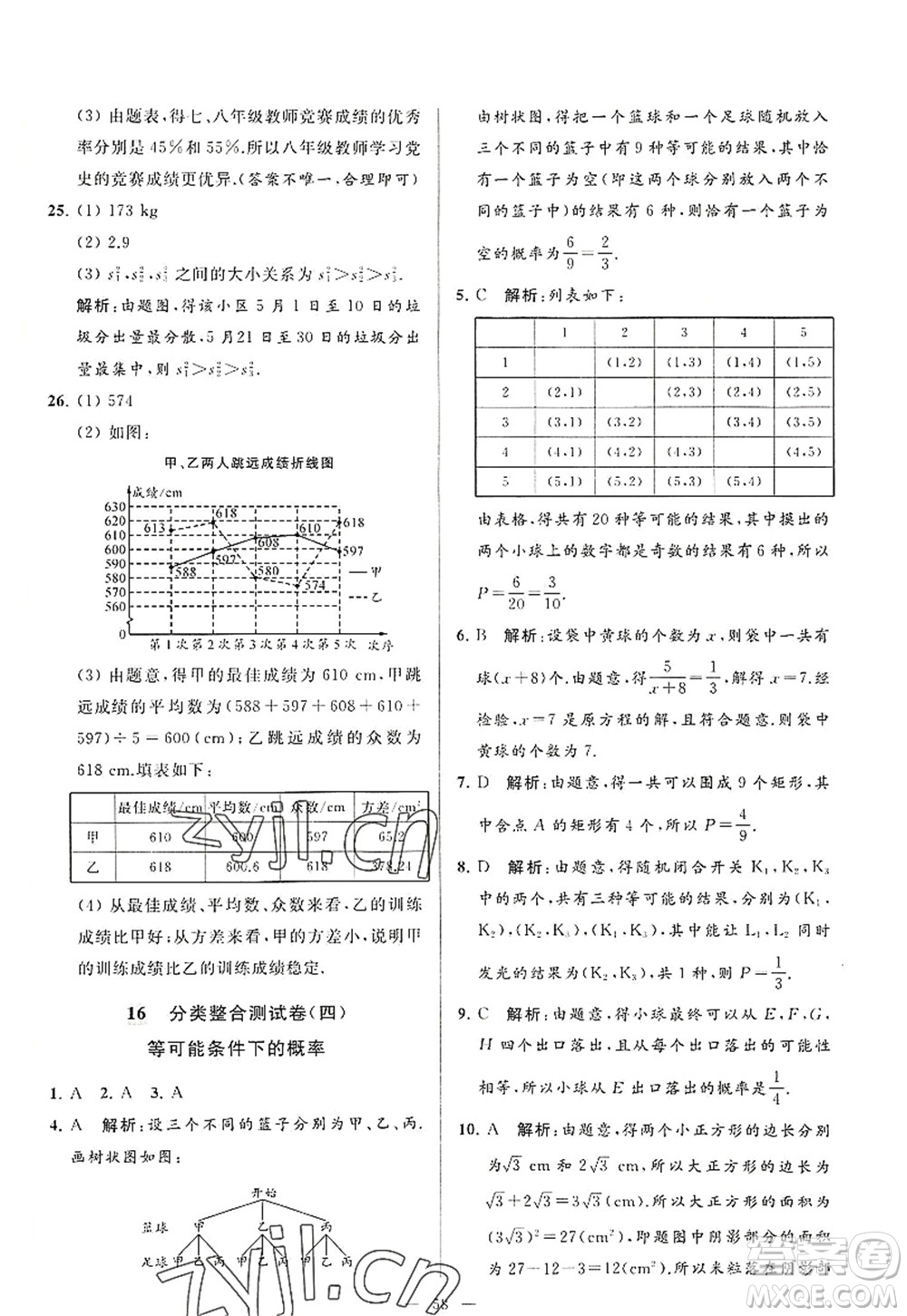 延邊教育出版社2022亮點(diǎn)給力大試卷九年級(jí)數(shù)學(xué)上冊SK蘇科版答案