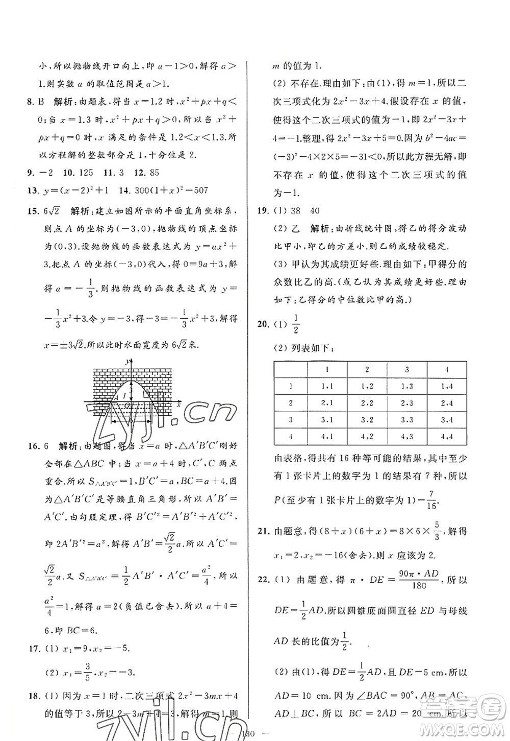 延邊教育出版社2022亮點(diǎn)給力大試卷九年級(jí)數(shù)學(xué)上冊SK蘇科版答案