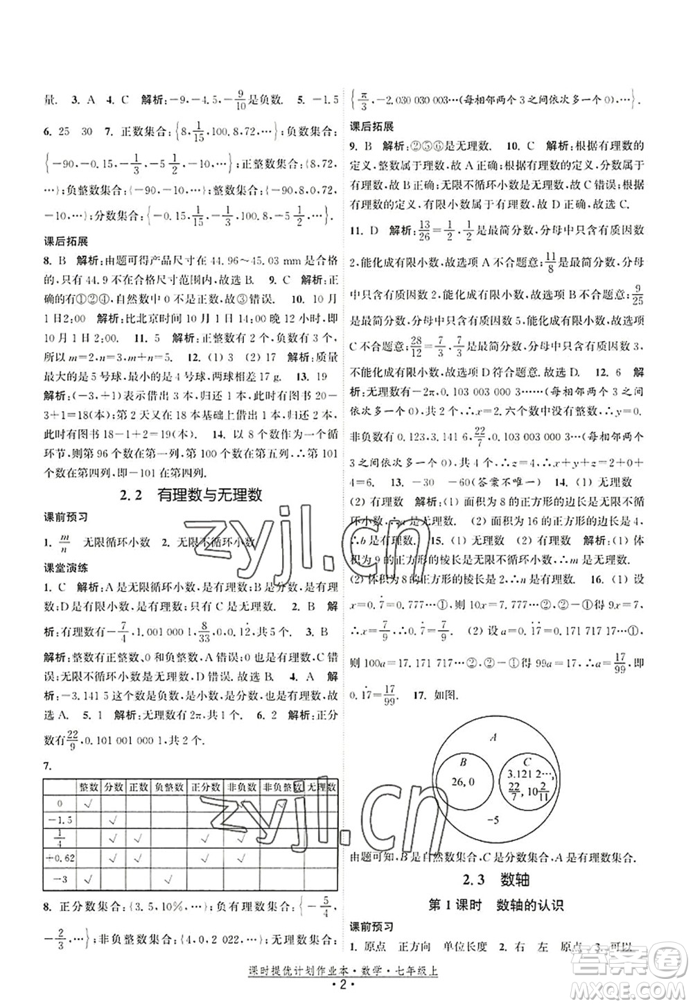 江蘇人民出版社2022課時(shí)提優(yōu)計(jì)劃作業(yè)本七年級(jí)數(shù)學(xué)上冊(cè)SK蘇科版答案