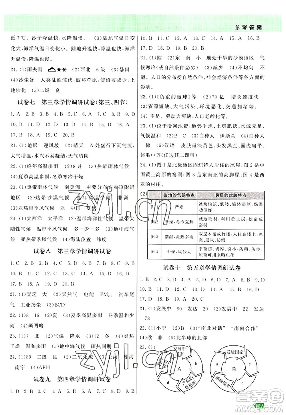 江蘇鳳凰美術出版社2022課時提優(yōu)計劃作業(yè)本七年級地理上冊RJ人教版答案