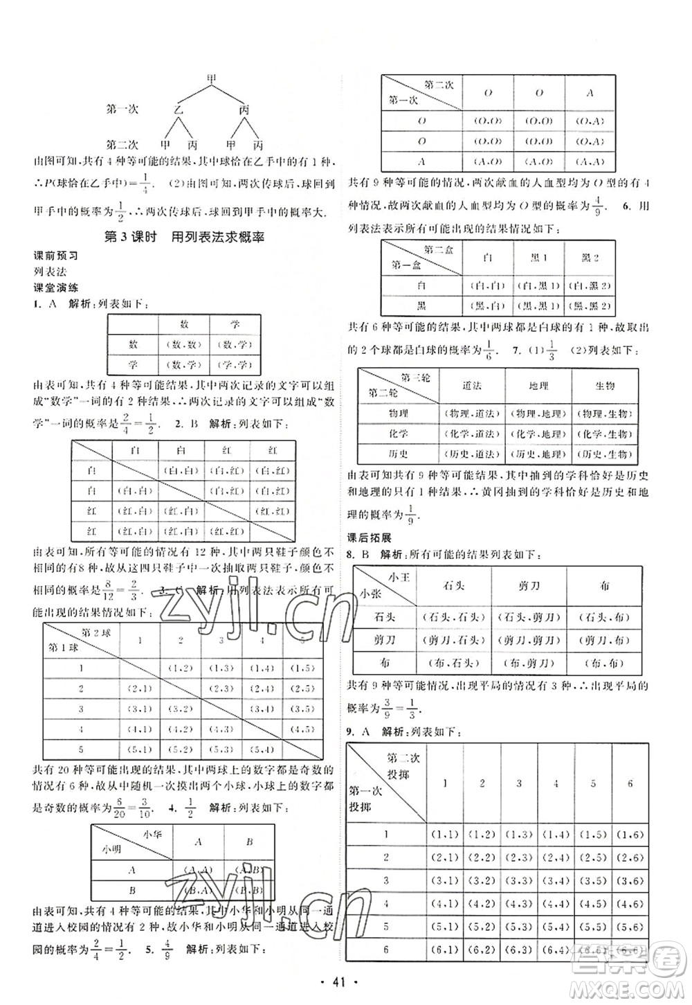 江蘇人民出版社2022課時(shí)提優(yōu)計(jì)劃作業(yè)本九年級(jí)數(shù)學(xué)上冊(cè)SK蘇科版答案