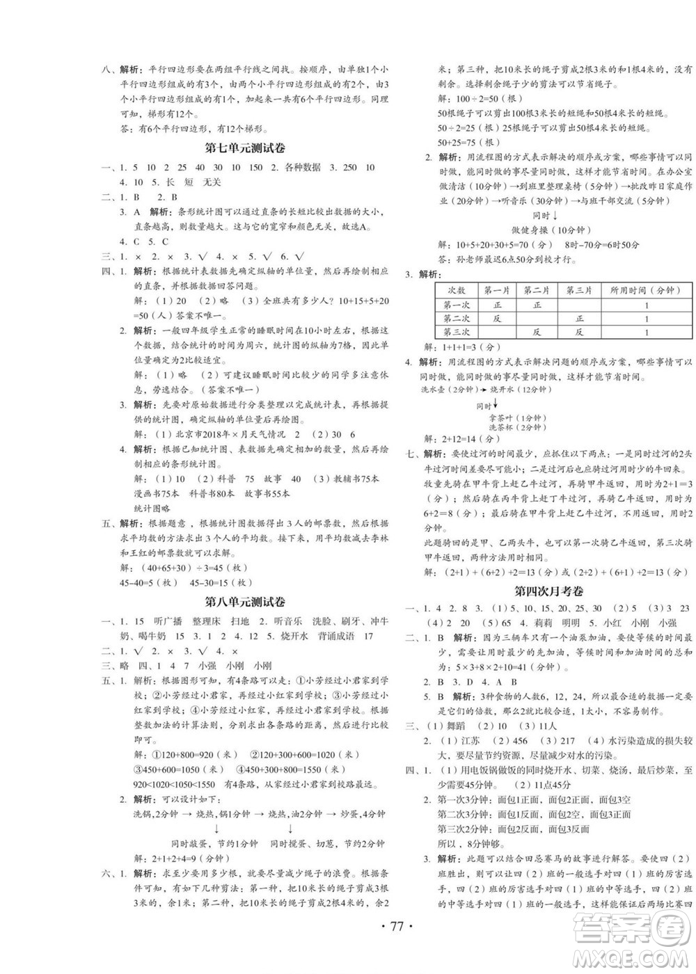 云南美術出版社2022啟迪全優(yōu)卷數(shù)學四年級上冊人教版答案