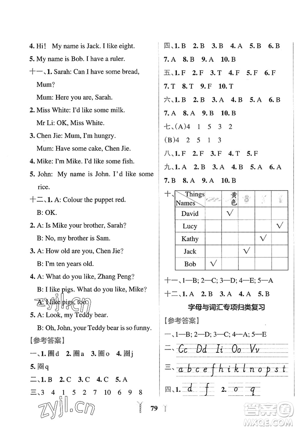 陜西師范大學(xué)出版總社2022PASS小學(xué)學(xué)霸沖A卷三年級(jí)英語(yǔ)上冊(cè)RJ人教版答案