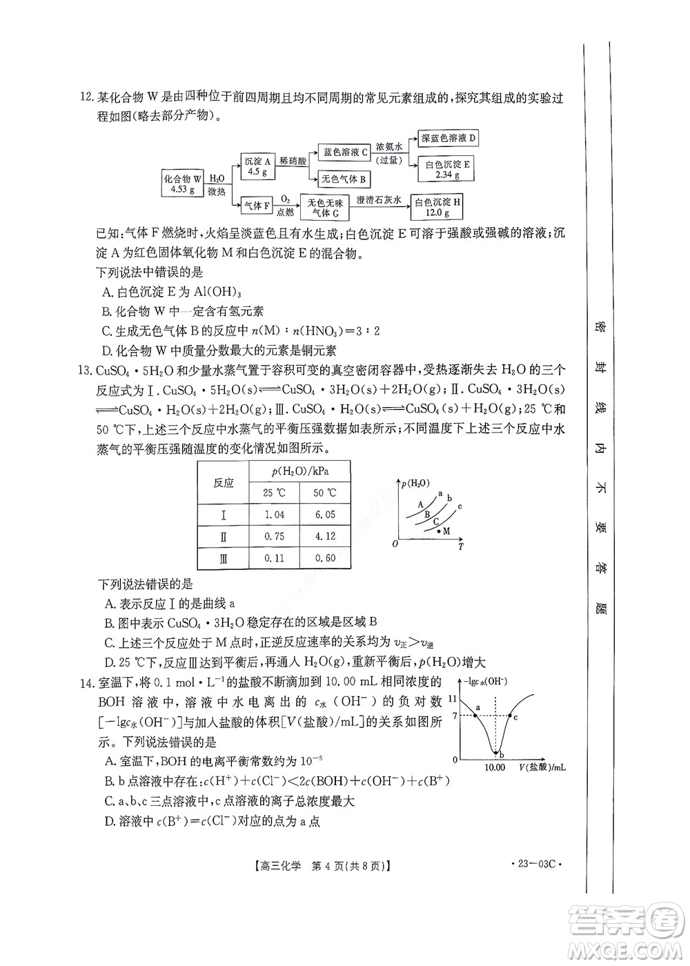 2022-2023年度河南省高三年級(jí)入學(xué)摸底考試一化學(xué)試題及答案