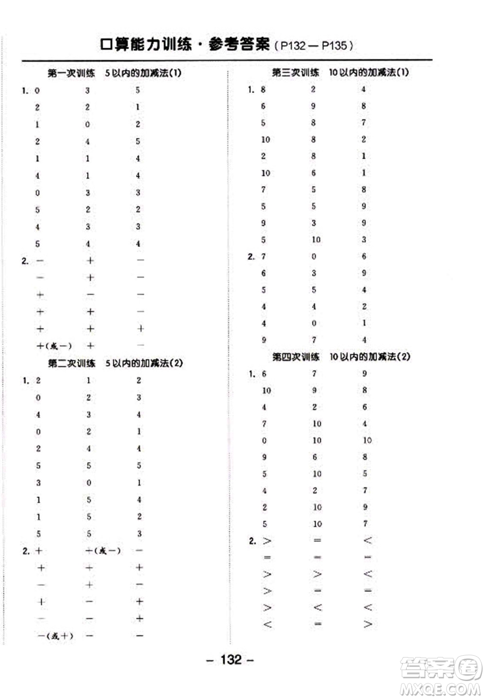 開明出版社2022全品學(xué)練考數(shù)學(xué)一年級上冊人教版答案