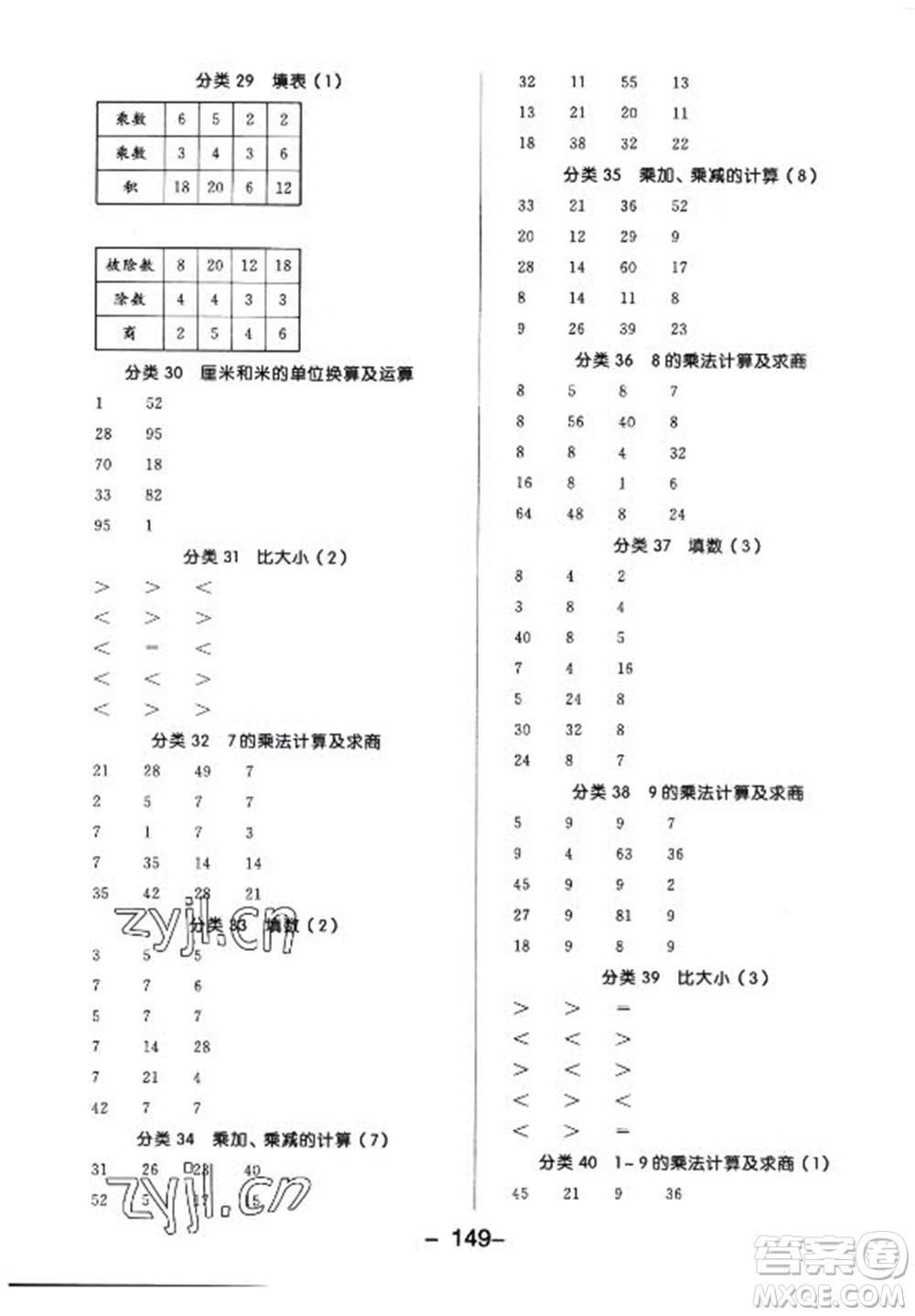 開明出版社2022全品學練考數學二年級上冊蘇教版答案