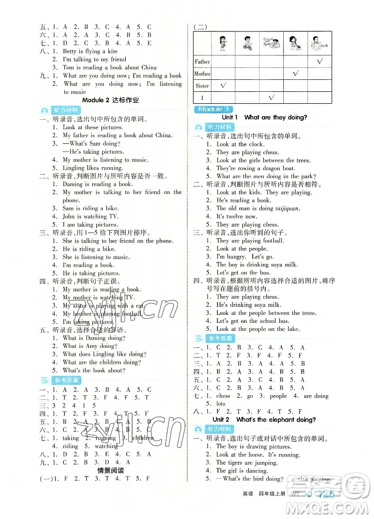 開明出版社2022全品學練考英語四年級上冊外研版答案