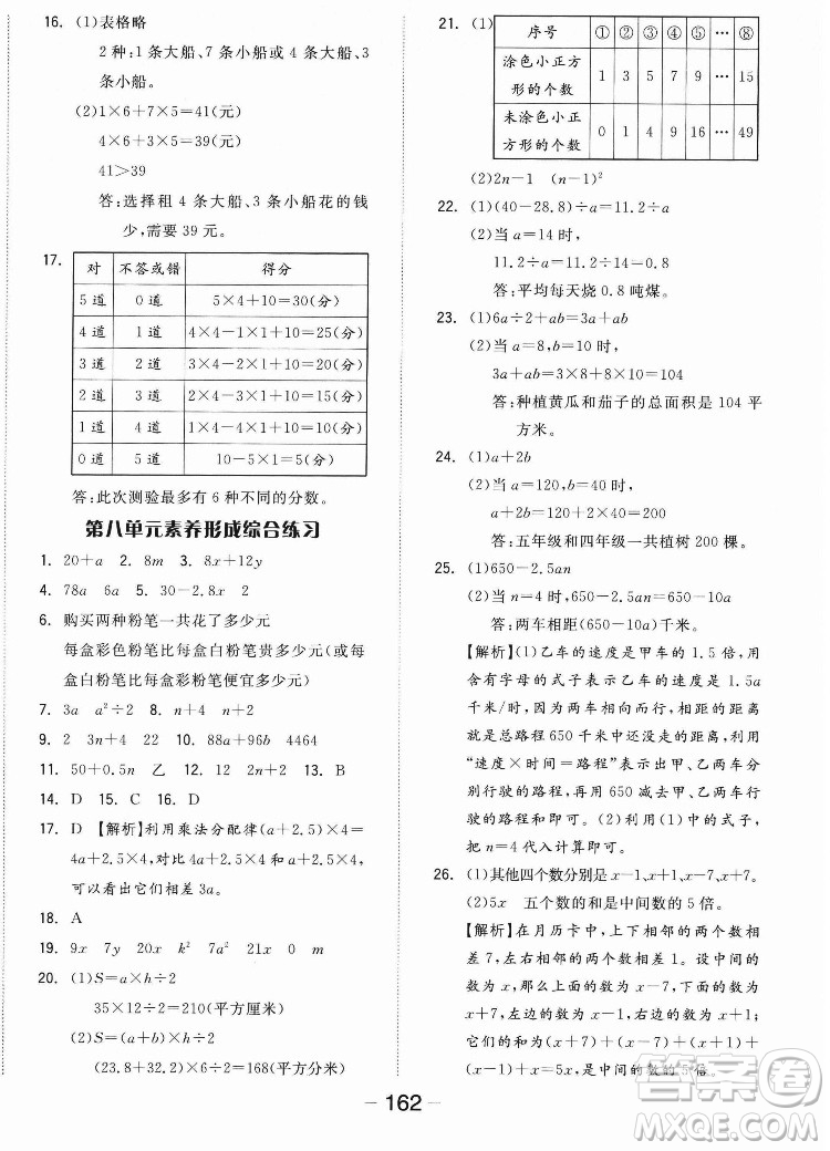 開明出版社2022全品學(xué)練考數(shù)學(xué)五年級上冊蘇教版答案