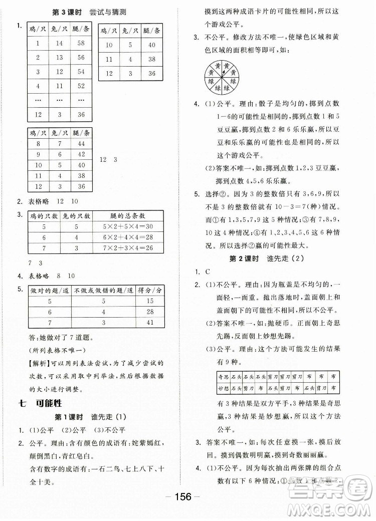 開明出版社2022全品學練考數(shù)學五年級上冊北師版答案