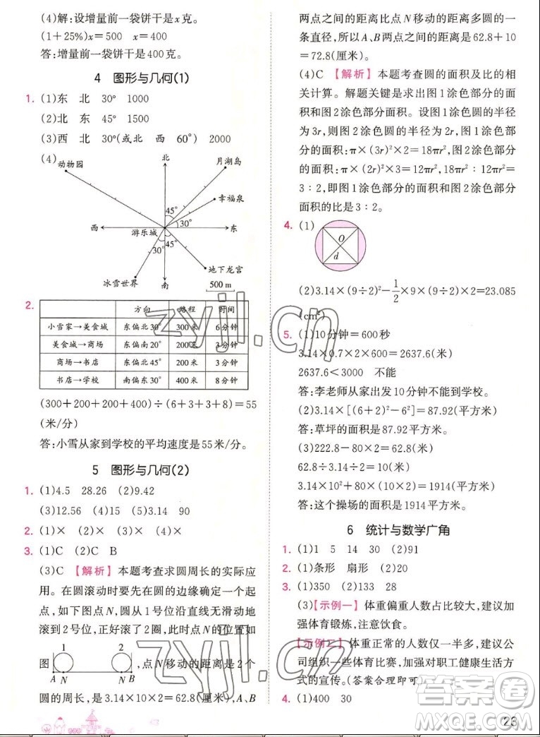 江西人民出版社2022王朝霞創(chuàng)維新課堂數(shù)學(xué)六年級(jí)上冊(cè)RJ人教版答案