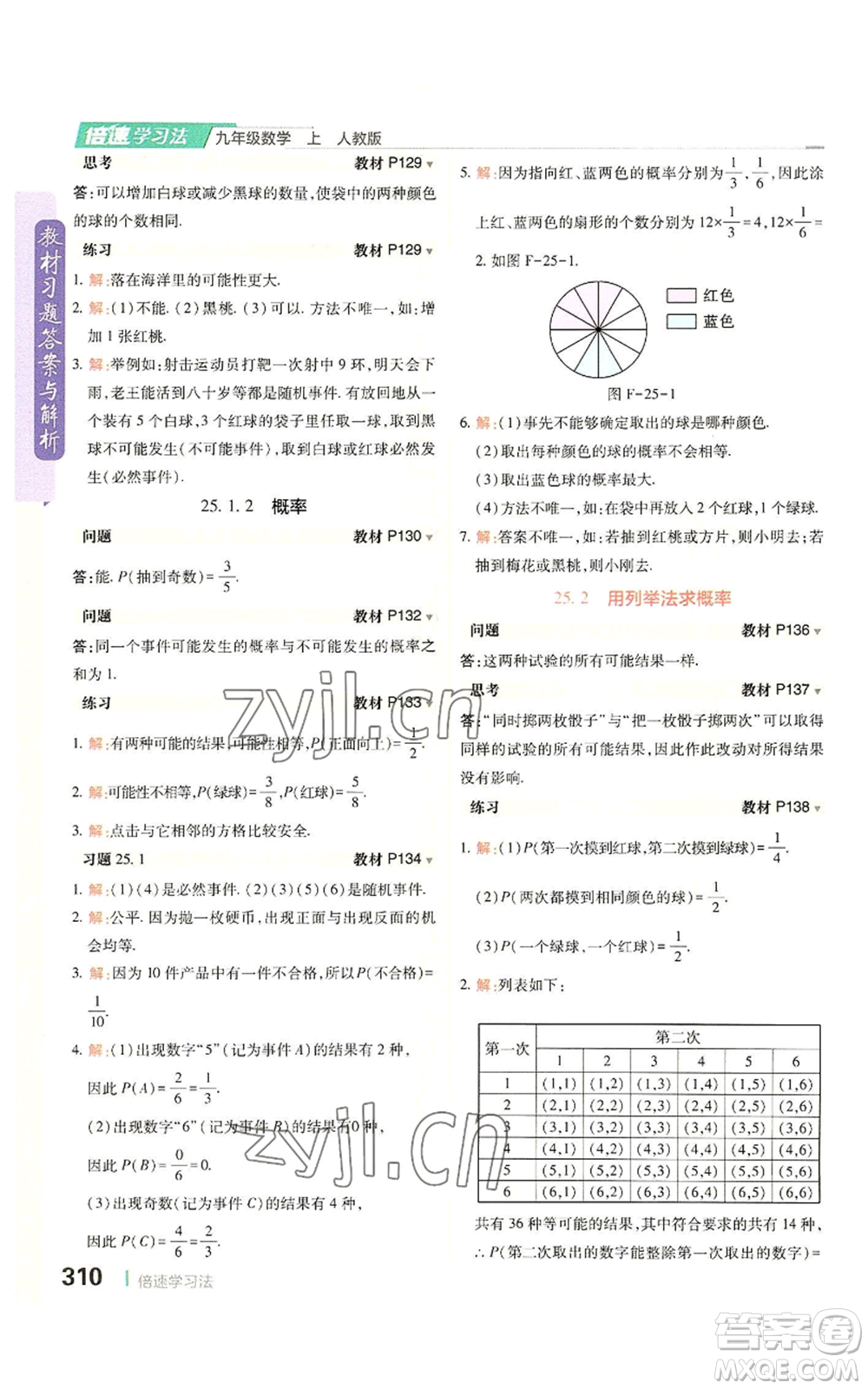 北京教育出版社2022倍速學(xué)習(xí)法九年級上冊數(shù)學(xué)人教版參考答案