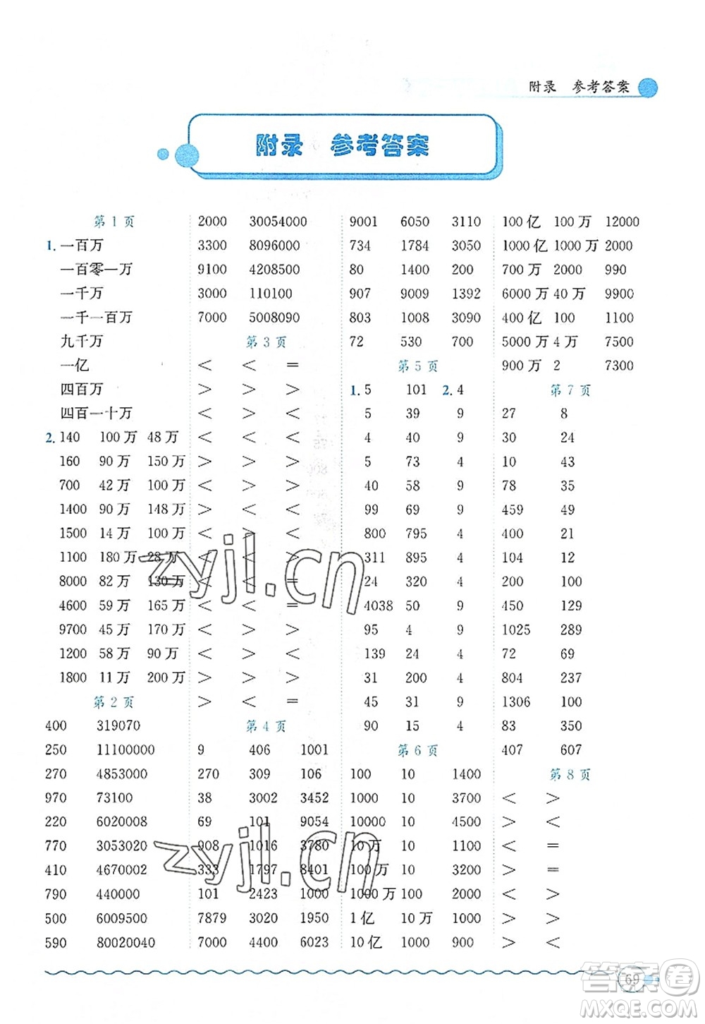 龍門書局2022黃岡小狀元口算速算練習(xí)冊(cè)四年級(jí)數(shù)學(xué)上冊(cè)R人教版答案