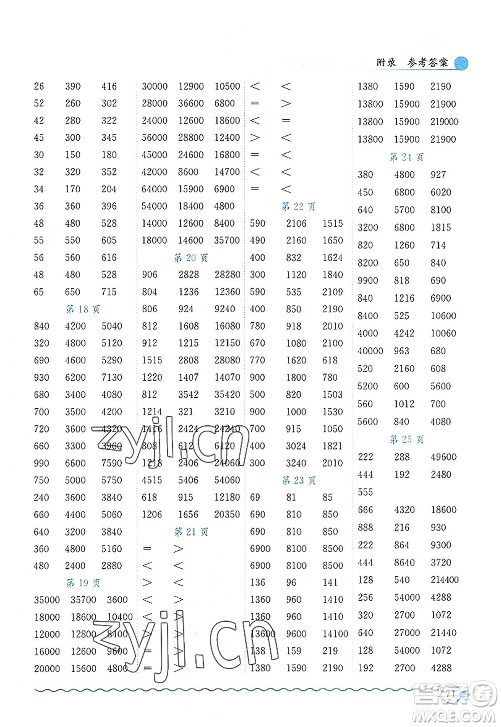 龍門書局2022黃岡小狀元口算速算練習(xí)冊(cè)四年級(jí)數(shù)學(xué)上冊(cè)R人教版答案